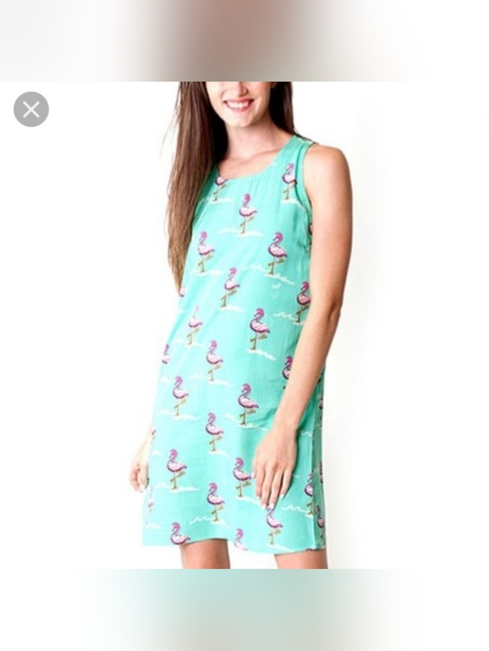 All For Color Women’s Tank Dress Blue Pink Beach Print Rayon Flaming Sleveless L
